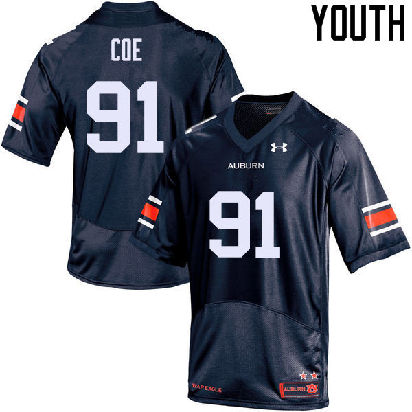 Auburn Tigers Youth Nick Coe #91 Navy Under Armour Stitched College NCAA Authentic Football Jersey OQR0374EP